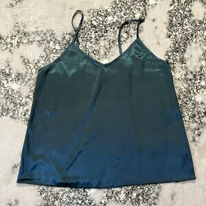 Swomog Cami Top Womens Size Small Teal Green Lightweight V Neck